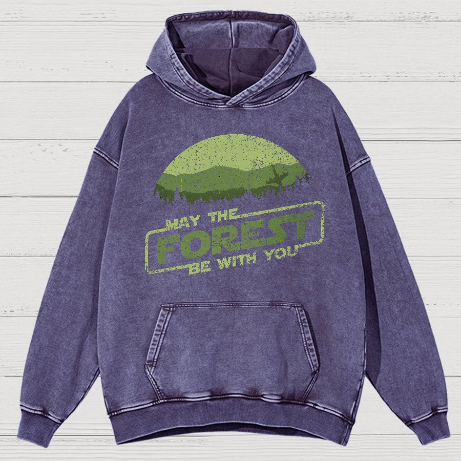 Retro Forest Moon Vintage Distressed Hoodie