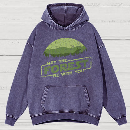 Retro Forest Moon Vintage Distressed Hoodie