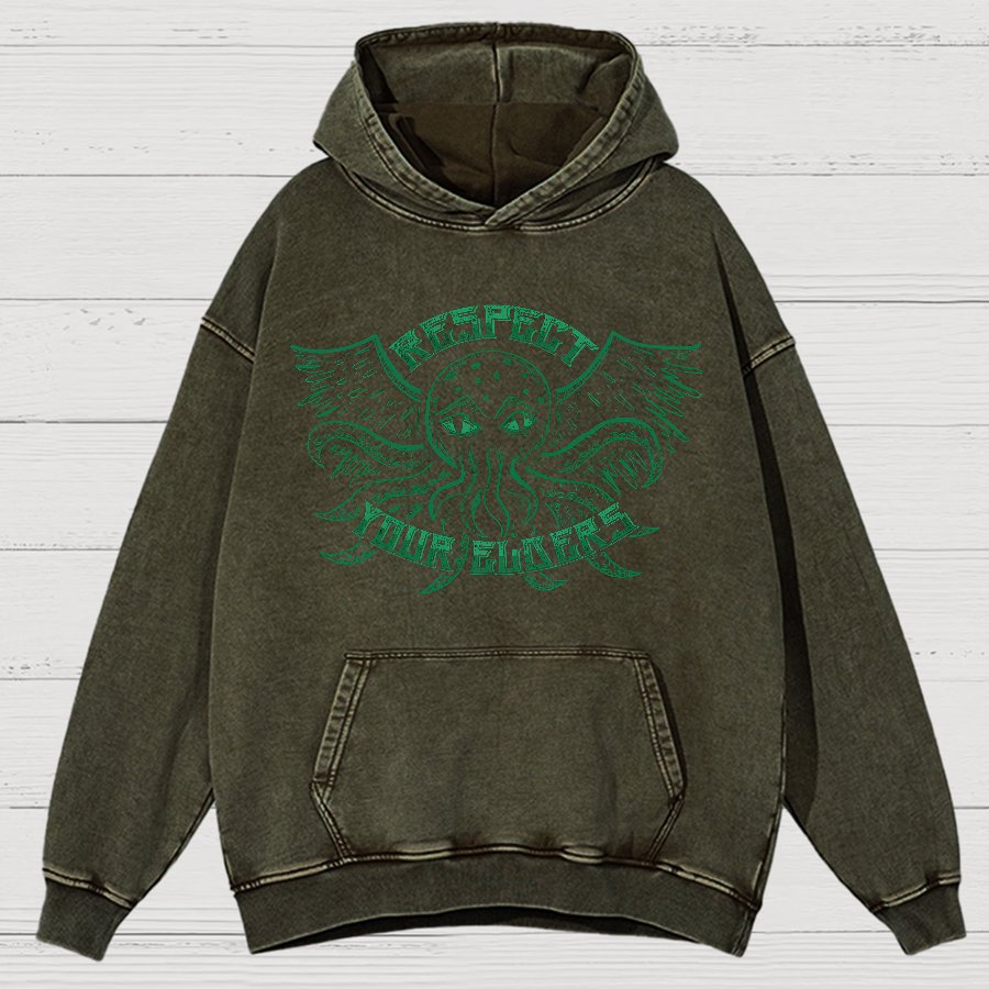 Respect Your Elder Gods Vintage Distressed Hoodie