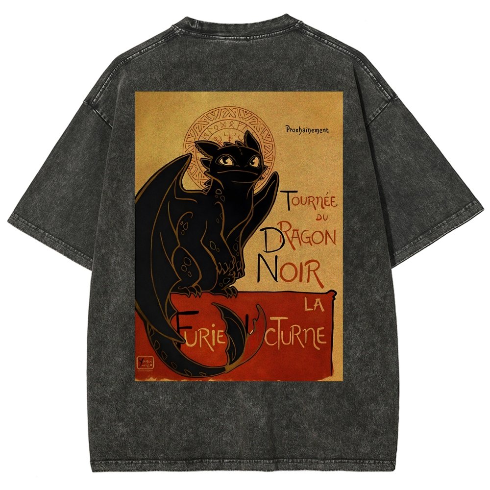 Le Dragon Noir Back Washed T-Shirt