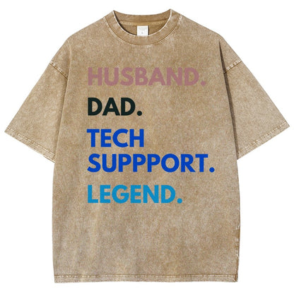 Husband Dad Tech Support Legend Funny It Father Essential Vintage Distressed T-shirt