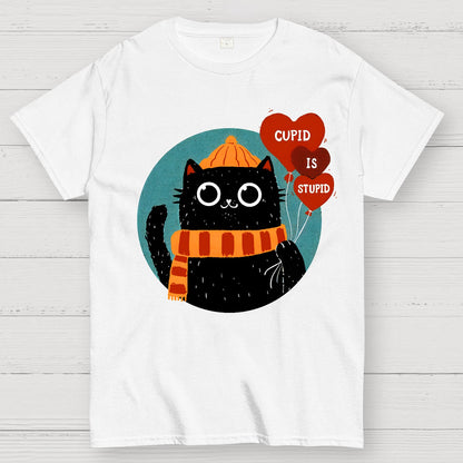 Cupid Is Stupid Funny Cat Geek T-Shirt