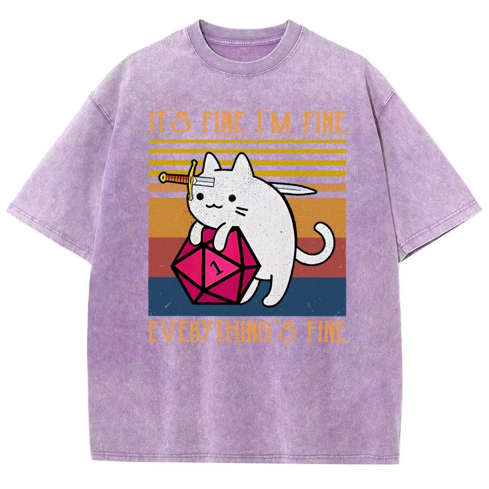 Cat It's Fine I'm Fine Everything's Fine Vintage Distressed T-shirt