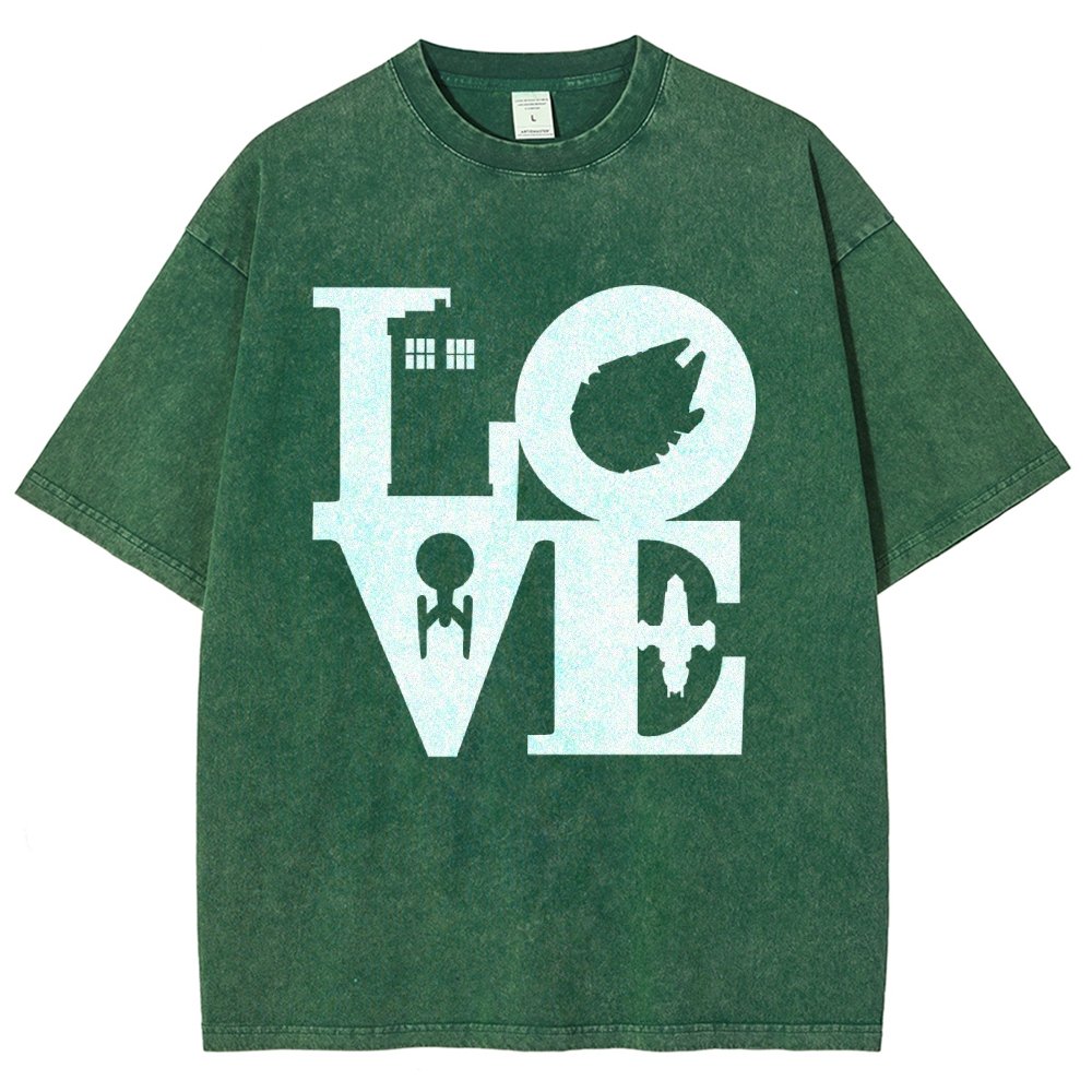 I Love SciFi Black Vintage Distressed T-shirt