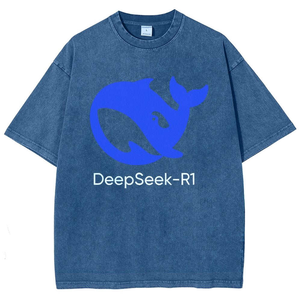 DeepSeek-R1 Icon Vintage Distressed T-shirt