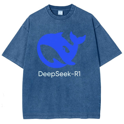 DeepSeek-R1 Icon Vintage Distressed T-shirt