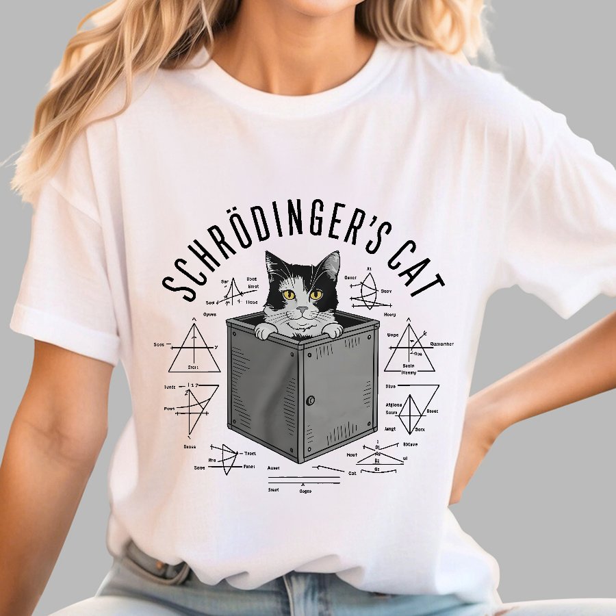 Schrodinger Cat In Box & Formulas Geeky T-Shirt