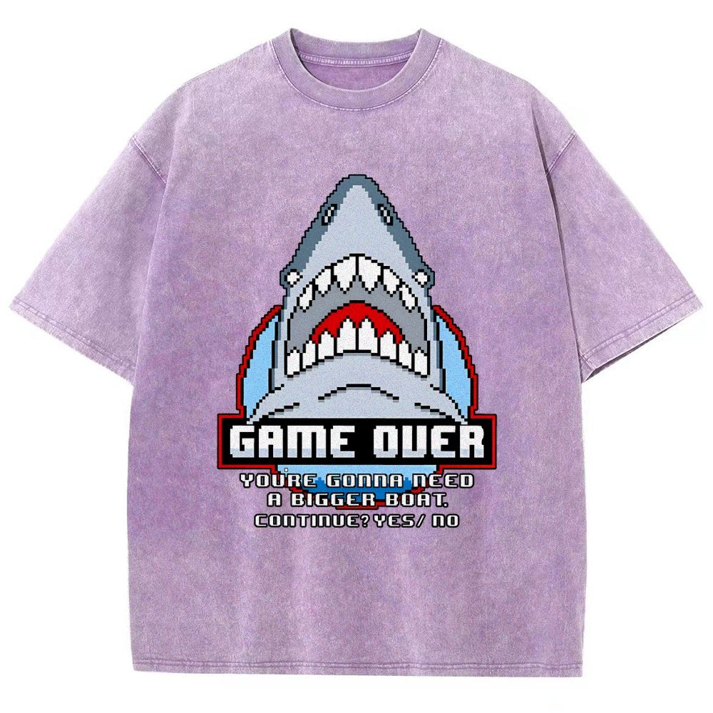 Game Over Shark Vintage Distressed T-shirt