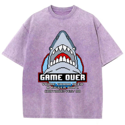 Game Over Shark Vintage Distressed T-shirt