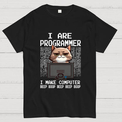 Programmer Cute Cat Coding Geeky T-Shirt