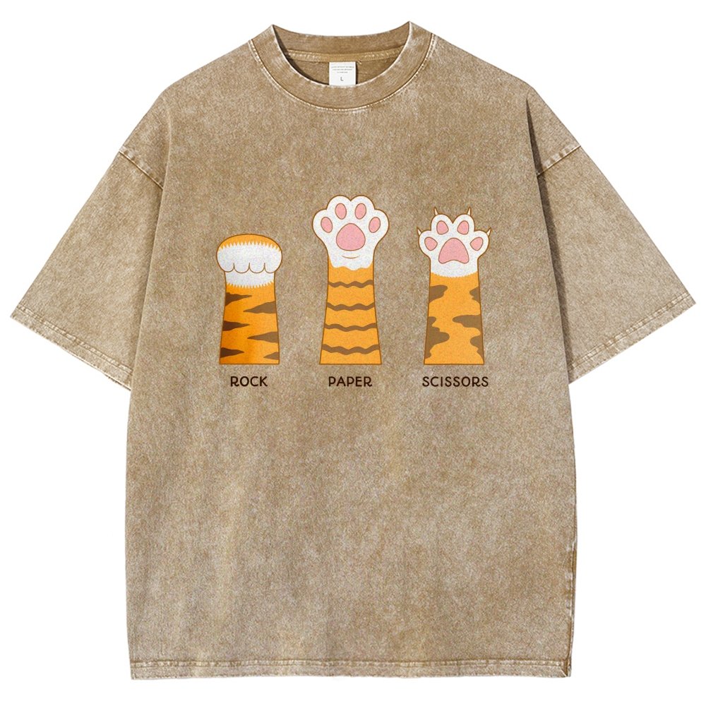 Rock Paper Scissors Purrfect Vintage Distressed T-shirt
