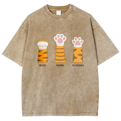 Rock Paper Scissors Purrfect Vintage Distressed T-shirt