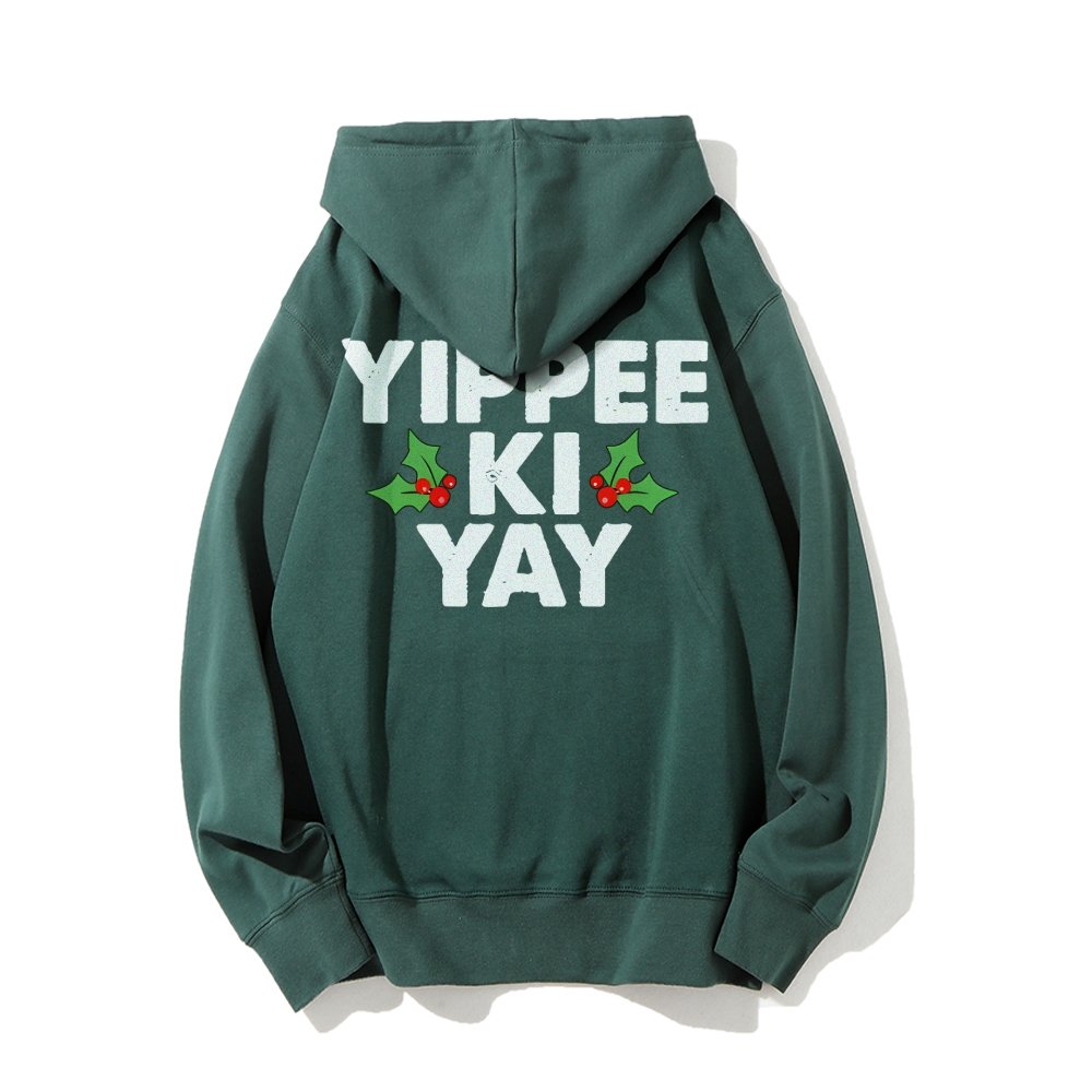 Yippee-Ki-Yay Printed Back Unisex Cotton Hoodie