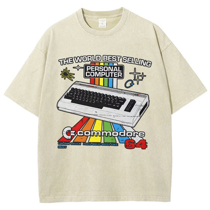Retro Games Commodore 64 Personal Computer Vintage Distressed T-shirt