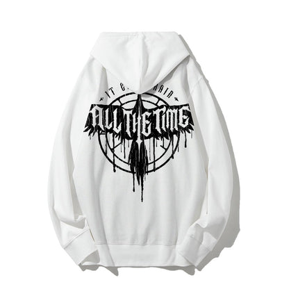 It Can't Rain All The Time Nerd Printed Back Cotton Hoodie