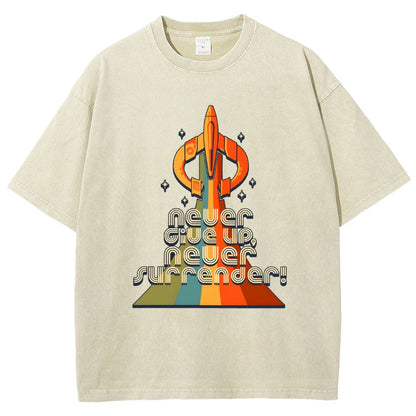 Retro Quest Never give up, never surrender! Vintage Distressed T-shirt