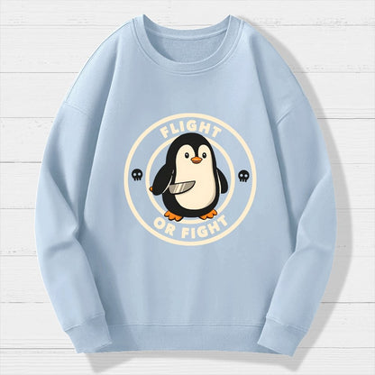 Flight or Fight Penguin Geek Cotton Sweatshirt