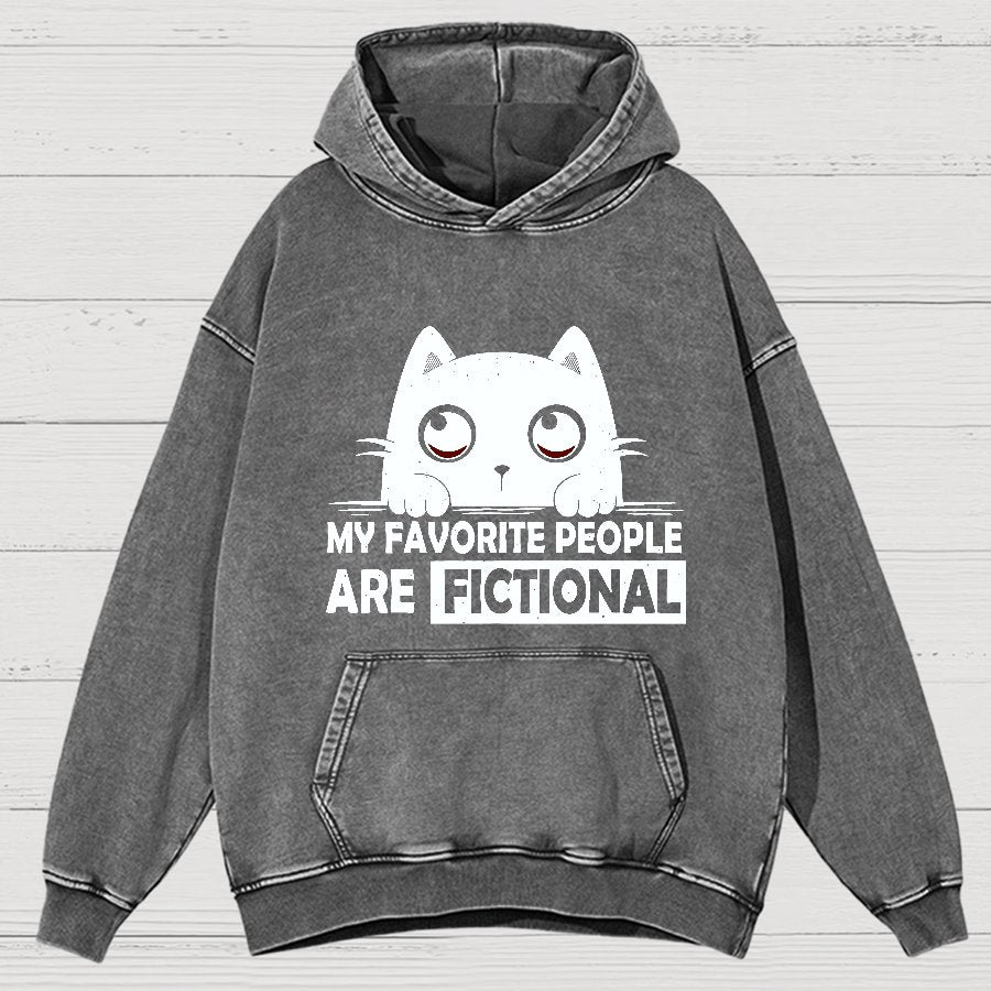 My Favorite People Are Fictional by Edesigns  Vintage Distressed Hoodie