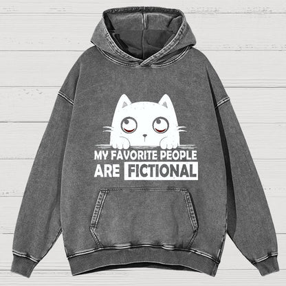 My Favorite People Are Fictional by Edesigns  Vintage Distressed Hoodie
