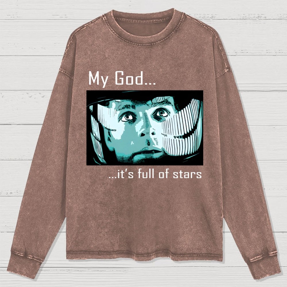 My God t's full of stars! Washed Long Sleeve Tee
