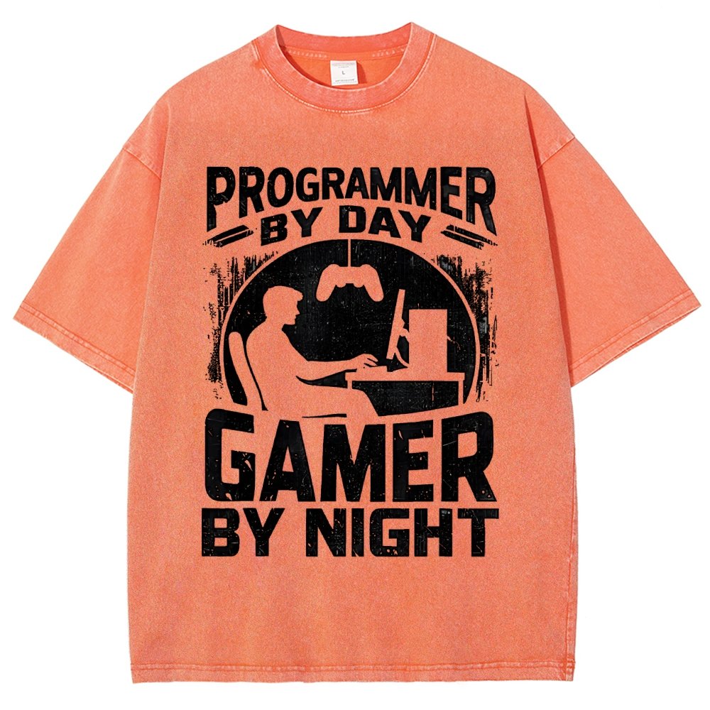 Programmer By Day Gamer By Night Computer Programming Vintage Distressed T-shirt