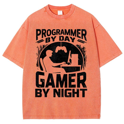 Programmer By Day Gamer By Night Computer Programming Vintage Distressed T-shirt