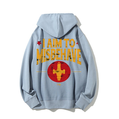 I Aim To Misbehave Geeky Printed Back Cotton Hoodie