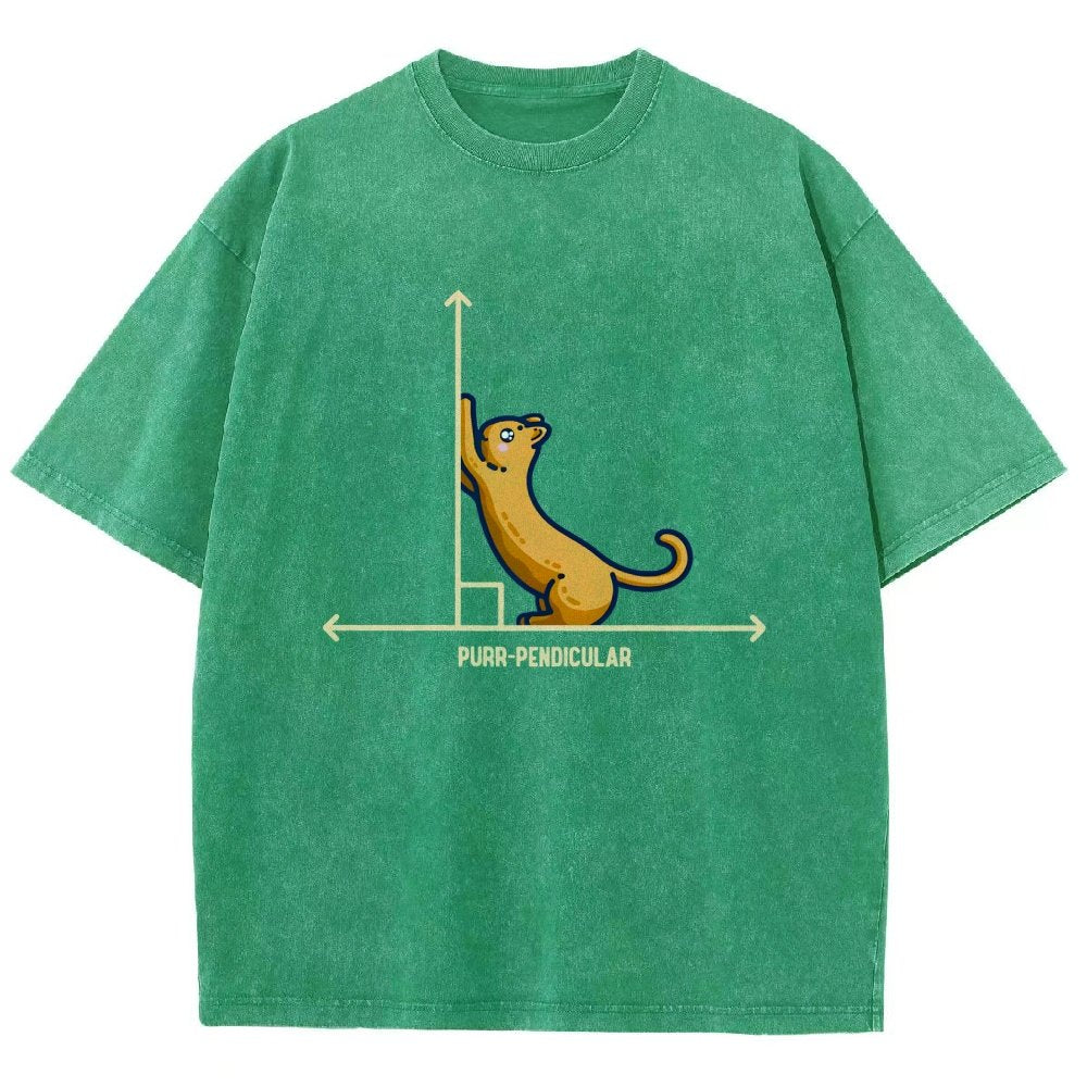 Purr-Pendicular Cute Maths Cat Premium Vintage Distressed T-shirt