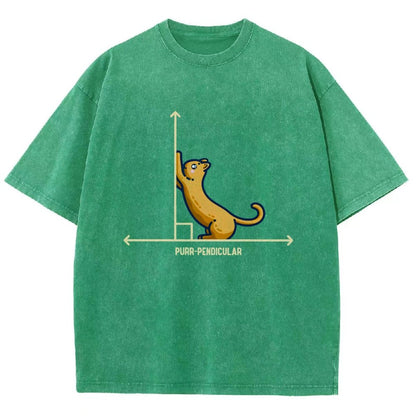 Purr-Pendicular Cute Maths Cat Premium Vintage Distressed T-shirt