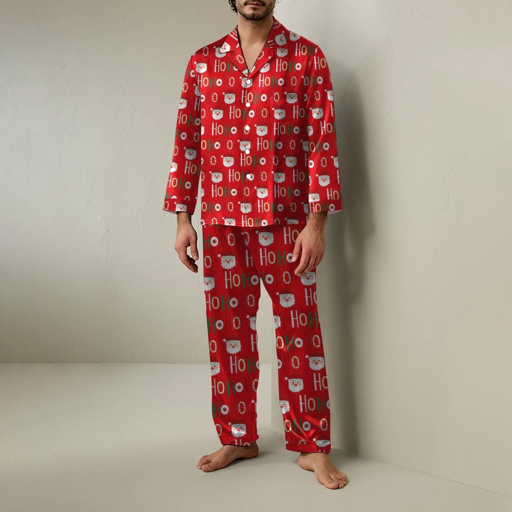 Unisex Christmas Print Geek Long Sleeve Pajama Set