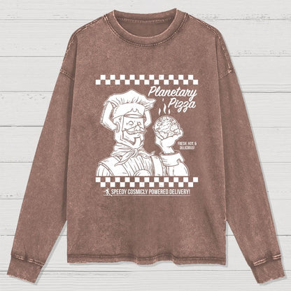 Planetary Pizza Washed Long Sleeve Tee