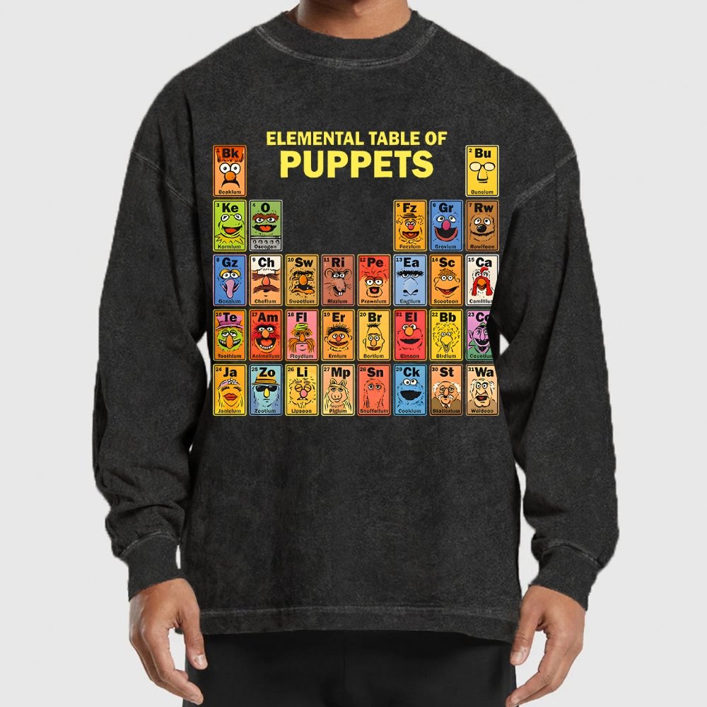 Elemental Table Of Puppets Washed Long Sleeve Tee