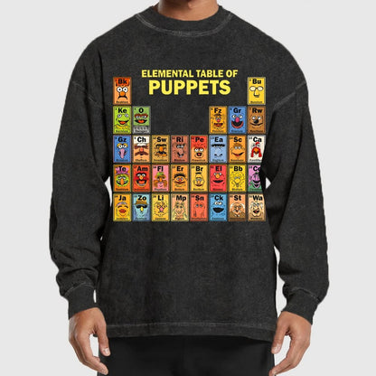 Elemental Table Of Puppets Washed Long Sleeve Tee