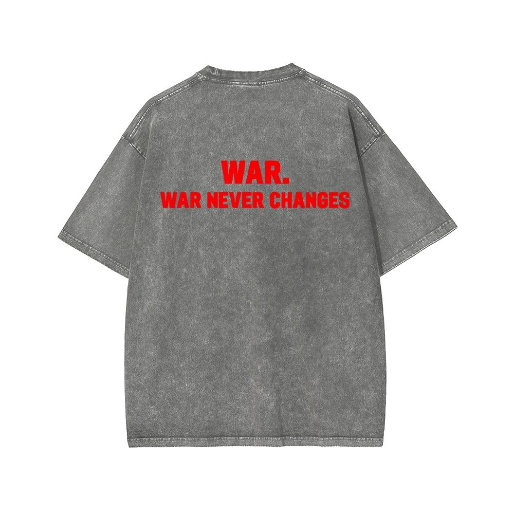 Eternal War Front And Back Printing Washed T-shirt