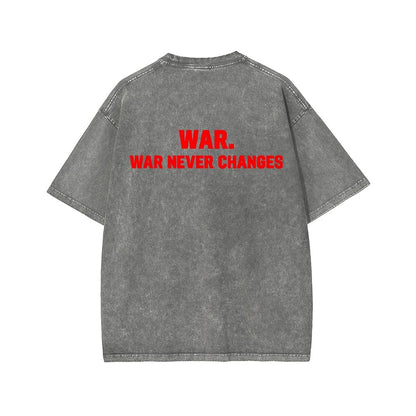Eternal War Front And Back Printing Washed T-shirt