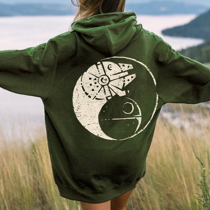 Balancing The Power Geek Printed Back Unisex Cotton Hoodie