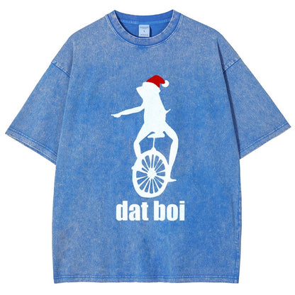 Christmas Here Comes Dat Boi Waddup Meme Vintage Distressed T-shirt