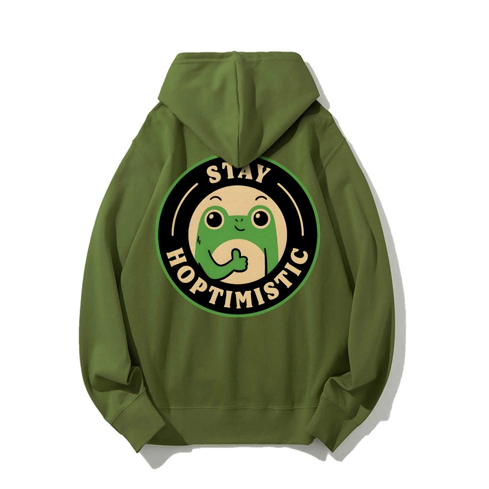 Stay Hoptimistic Printed Back Unisex Cotton Hoodie