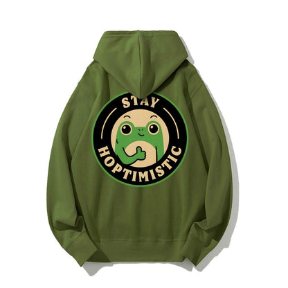Stay Hoptimistic Printed Back Unisex Cotton Hoodie