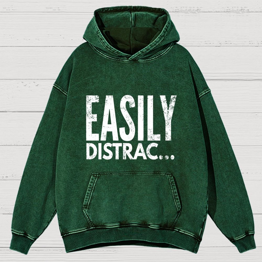 Easily Distrac  Vintage Distressed Hoodie