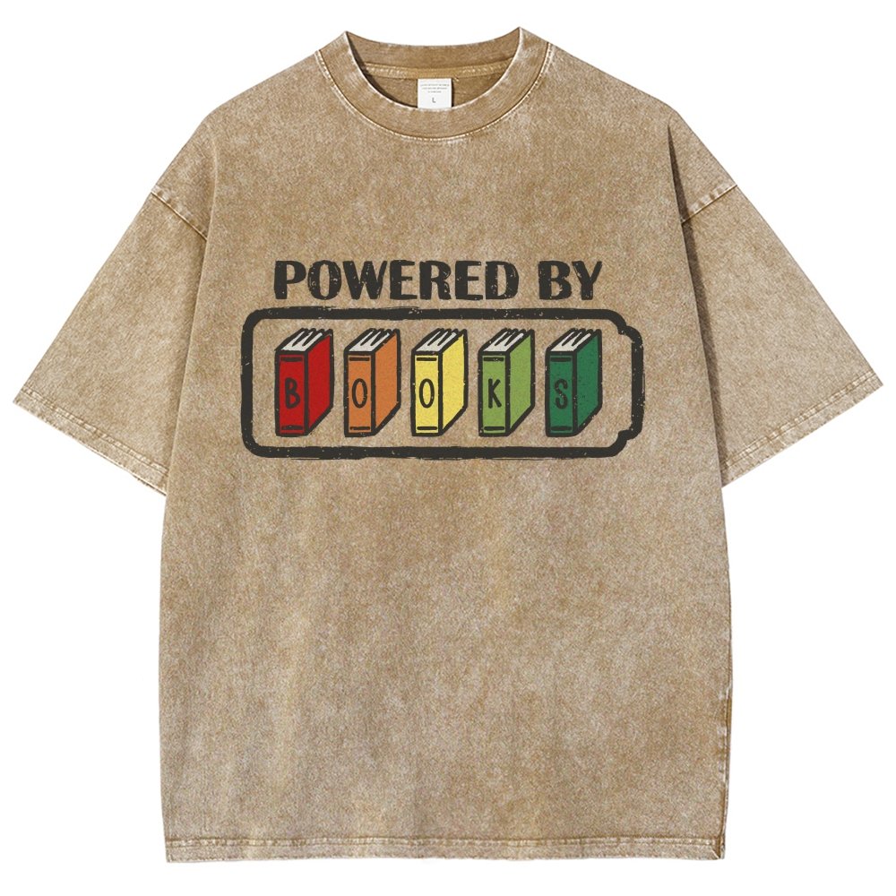 Powered by Books Vintage Distressed T-shirt
