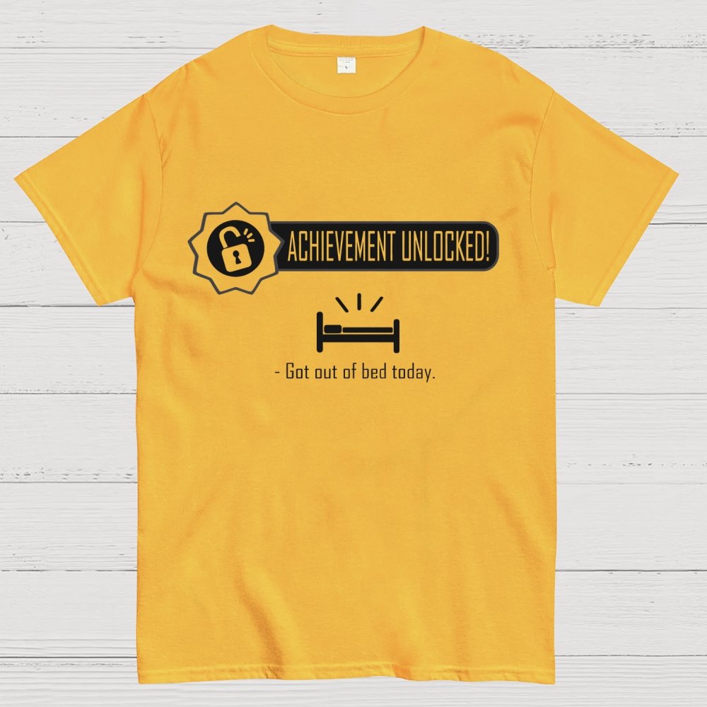 Achievement Unlocked：Out of Bed Funny Geek T-Shirt
