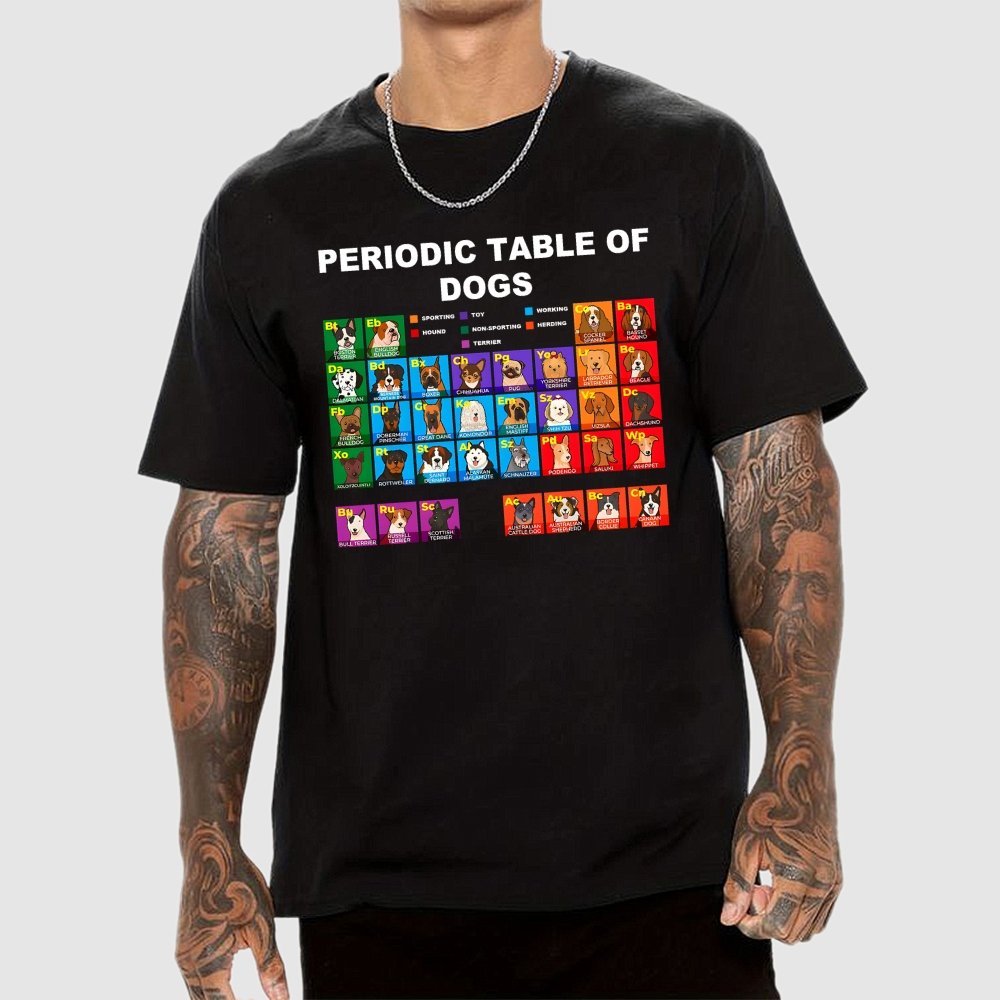 Periodic Table of Dogs, Dog Lover, Funny Science Geek T-Shirt