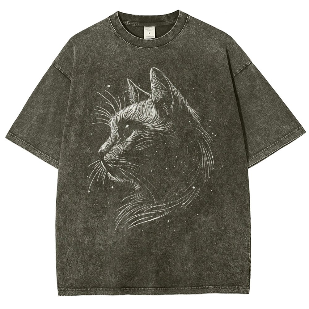 Space cat Vintage Distressed T-shirt