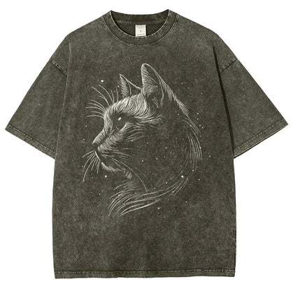 Space cat Vintage Distressed T-shirt