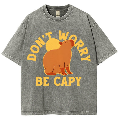 Don't Worry Be Capy Vintage Distressed T-shirt