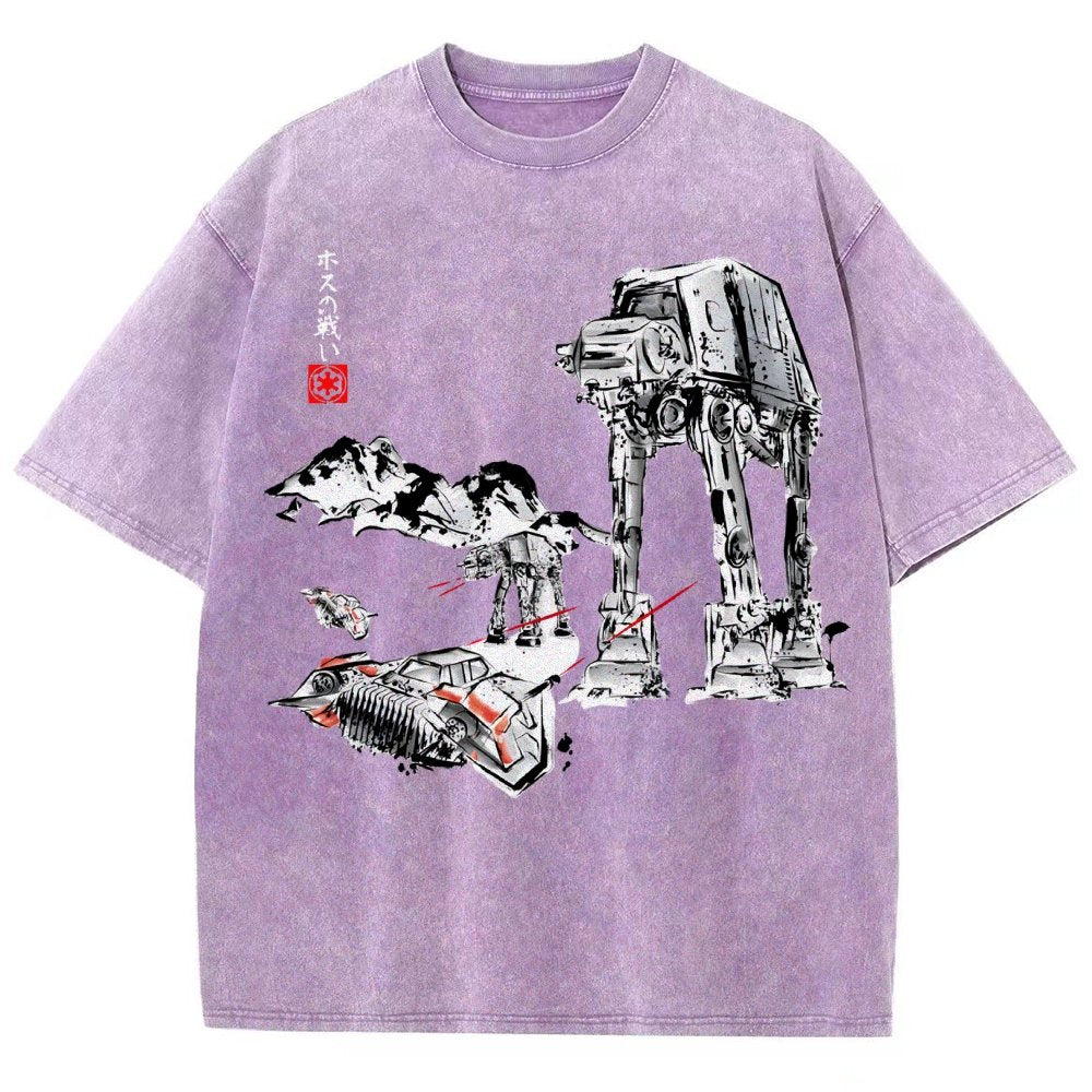 Battle In The Snow Sumi-E Vintage Distressed T-shirt