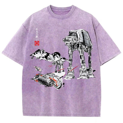 Battle In The Snow Sumi-E Vintage Distressed T-shirt
