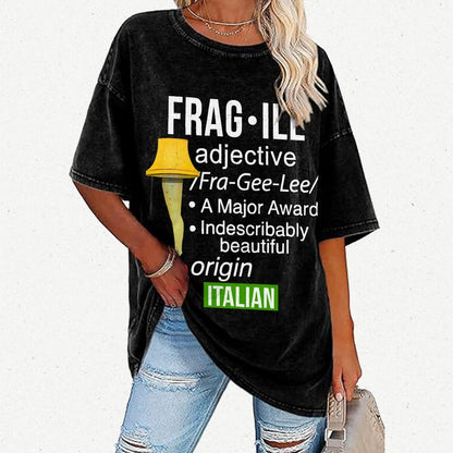 Funny Christmas Fragile Major Award Leg Lamp Vintage Distressed T-shirt