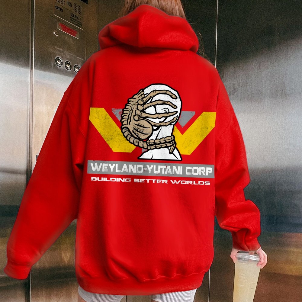Mysterious Creatures Building Better Worlds Printed Back Unisex Cotton Hoodie